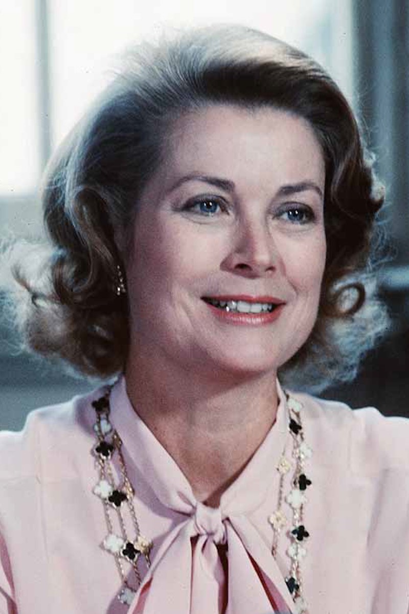 Princess Grace of Monaco visits Edinburgh, on her heck clearly seen is an Alhambra necklace. EDINBURGH, SCOTLAND - 1979: Princess Grace of Monaco attends a poetry reading in Edinburgh, Scotland. September 13, 2007 is the 25th anniversary of the death of Princess Grace of Monaco (former film star Grace Kelly). (Photo by Anwar Hussein / Getty Images) Photo: Anwar Hussein