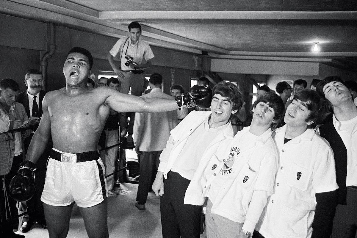 Ali takes on the Beatles before his 1964 world heavyweight title fight with Liston (Photo courtesy of Getty Images)