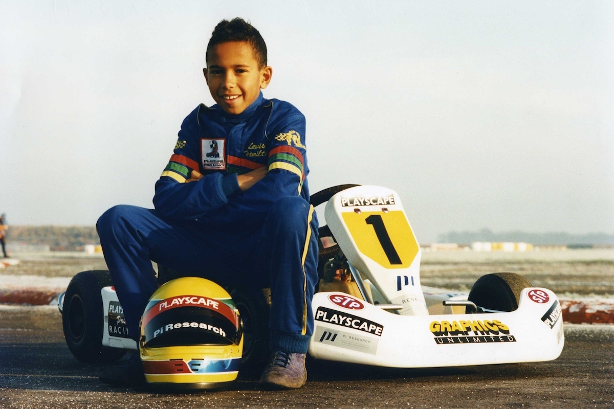 Hamilton, aged 10, racing in the British Junior Go Kart championship,1995 (Photo by Popperfoto via Getty Images/Getty Images)