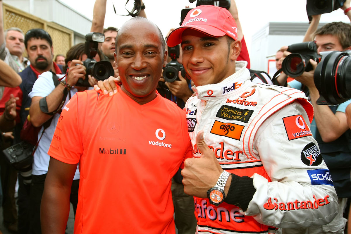 With his father, Anthony, after winning his first F1 Grand Prix, in Canada in 2007 (Photo courtesy of Getty Images)