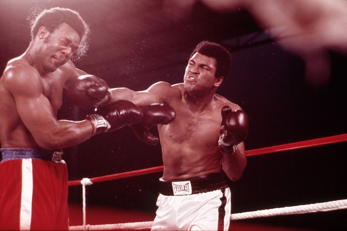 George Foreman and Ali in the Rumble in the Jungle, Kinshasa, 1974. (Photo courtesy of Getty Images)