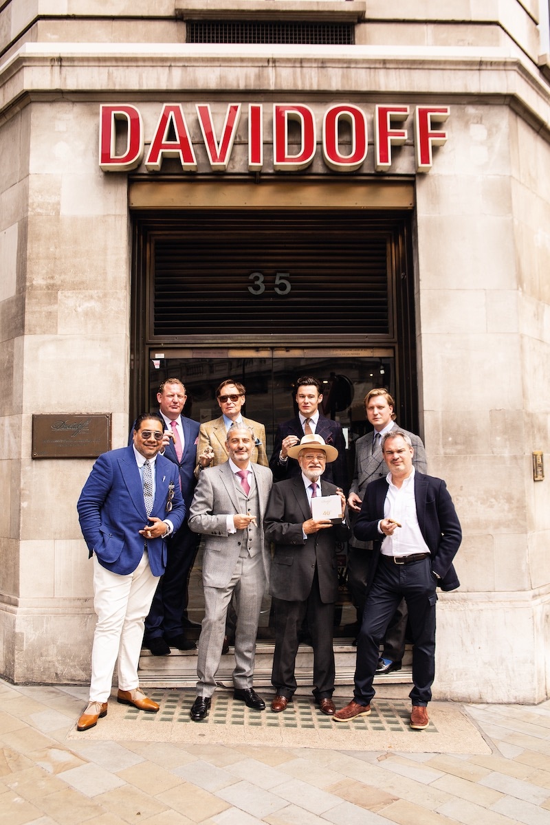 Sahakian, Eddie Sahakian, and Shary Rahman outside Davidoff of London, where they celebrated the launch of the 40th anniversary cigar.