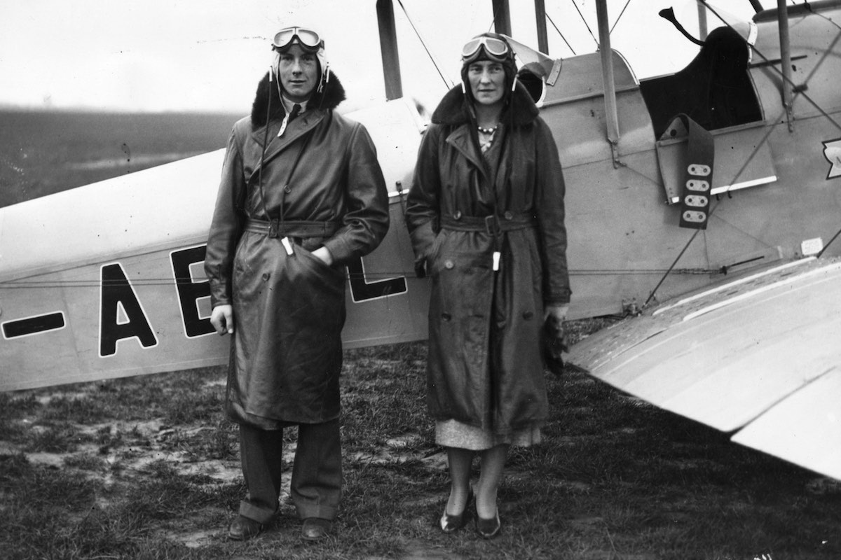 William Henry Rhodes-Moorhouse and his mother at Hanworth aerodrome (Photo via Getty)