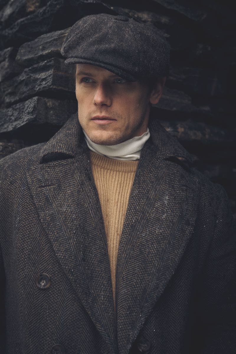 Polo coat made in Abraham Moon cloth for the Campaign for Wool, Anderson & Sheppard; white wool roll-neck, John Smedley; ribbed cashmere shawl sweater, Anderson & Sheppard; Shetland brown Donegal trousers, Walker Slater at The Rake; black Utah ‘Kentmere’ boots, Edward Green at The Rake; Sandwich tweed cap, Lock & Co