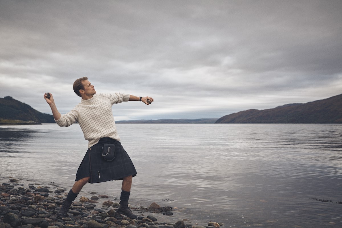 Milo Luxe Honeycomb cashmere jumper, Johnstons of Elgin; kilt, Sassenach Tartan; sporran, Emma Berry; socks and kilt pin, Sam’s own; black Utah ‘Kentmere’ boots, Edward Green at The Rake