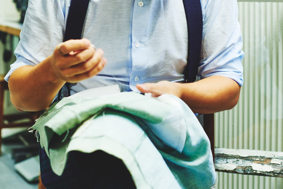 A demonstration of the different handcrafted techniques that go into a bespoke suit: stitching