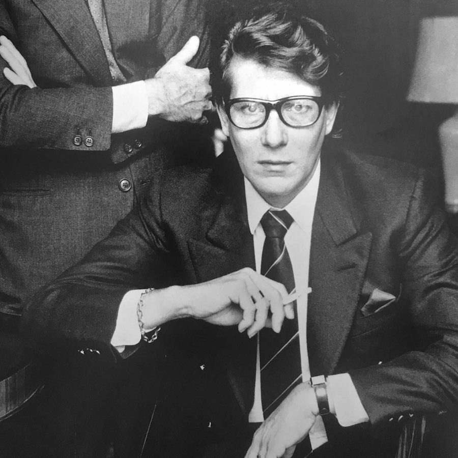 Yves Saint Laurent wearing his Tank watch