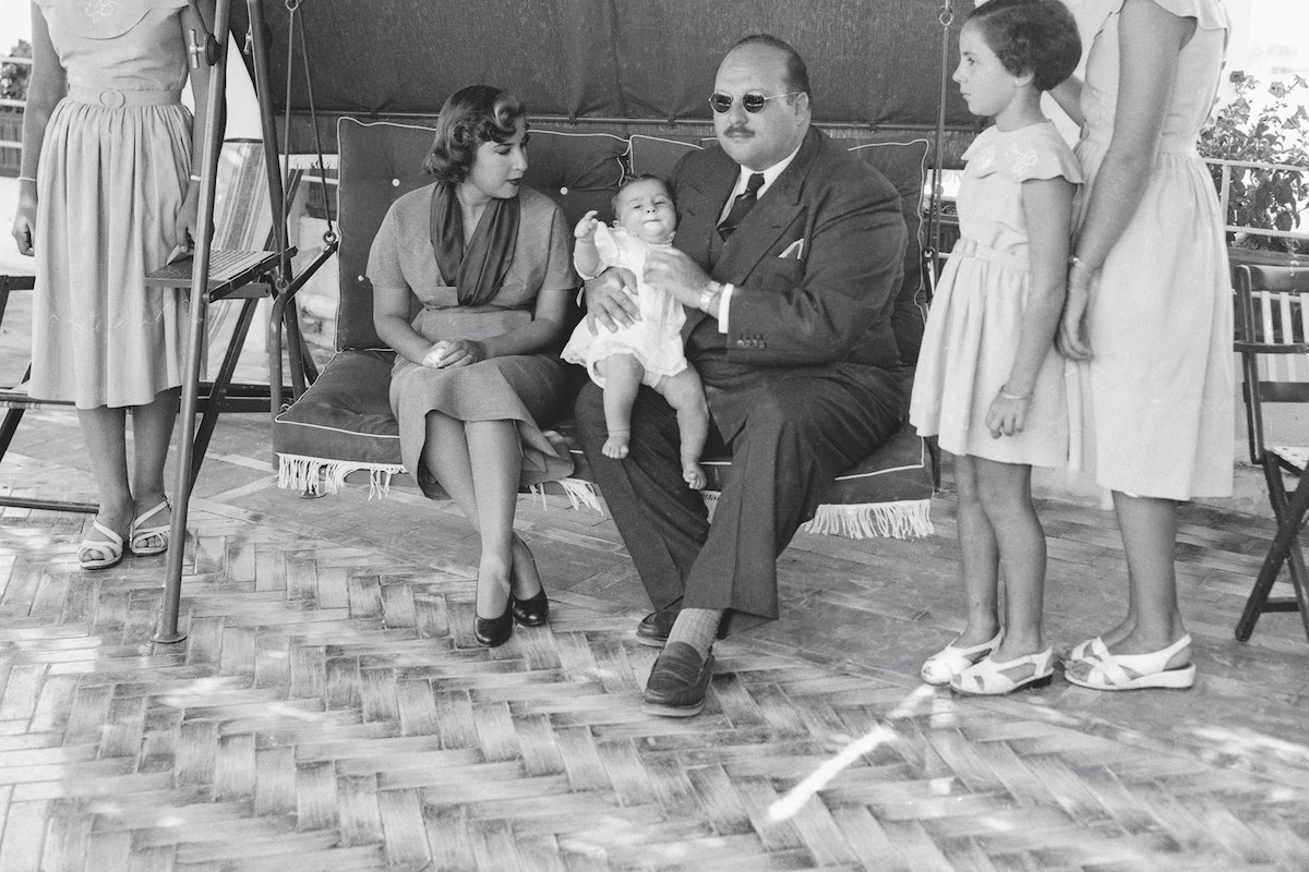 King Farouk in exile with his family on the island of Capri, 1953