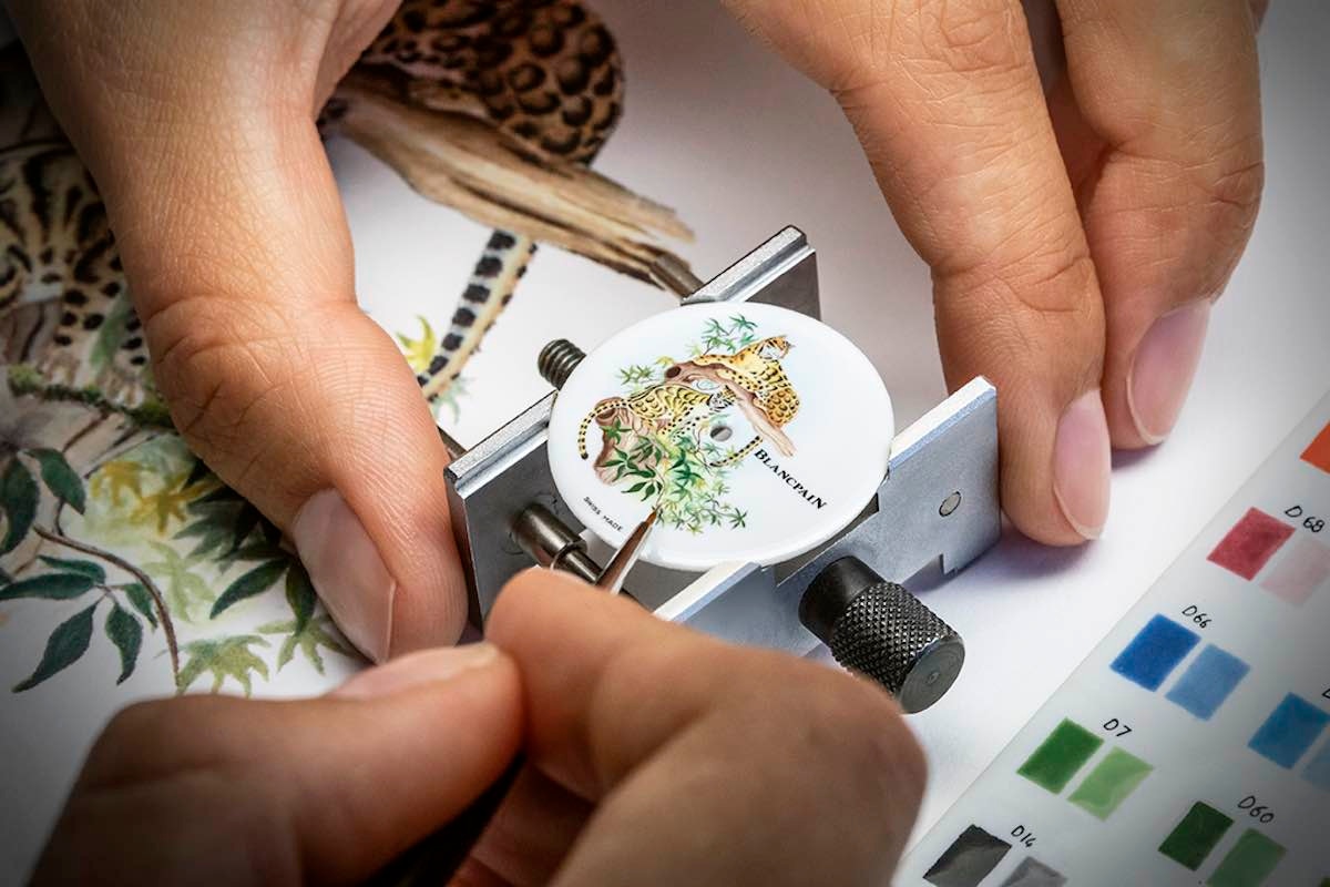 Miniature enamel painting on a porcelain dial