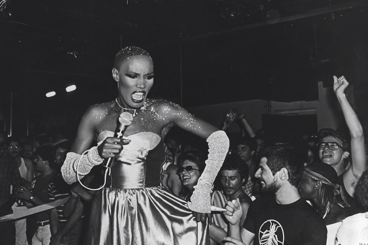 Grace Jones performing at Studio 54 circa 1980 in New York City. (Photo by Sonia Moskowitz/IMAGES/Getty Images)