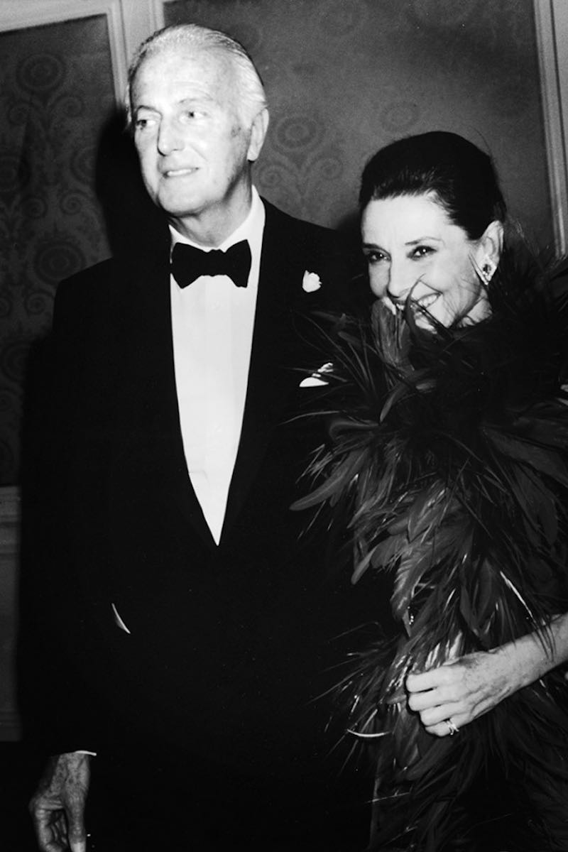 French fashion designer Hubert De Givenchy and Belgian-born actress Audrey Hepburn (1929 - 1993) arrive at an event held in Givenchy's honor where he was awarded the state of California's first Lifetime Achievement Award for the Arts, Beverly Hills, California, October 28, 1988. (Photo by Darlene Hammond/Hulton Archive/Getty Images)