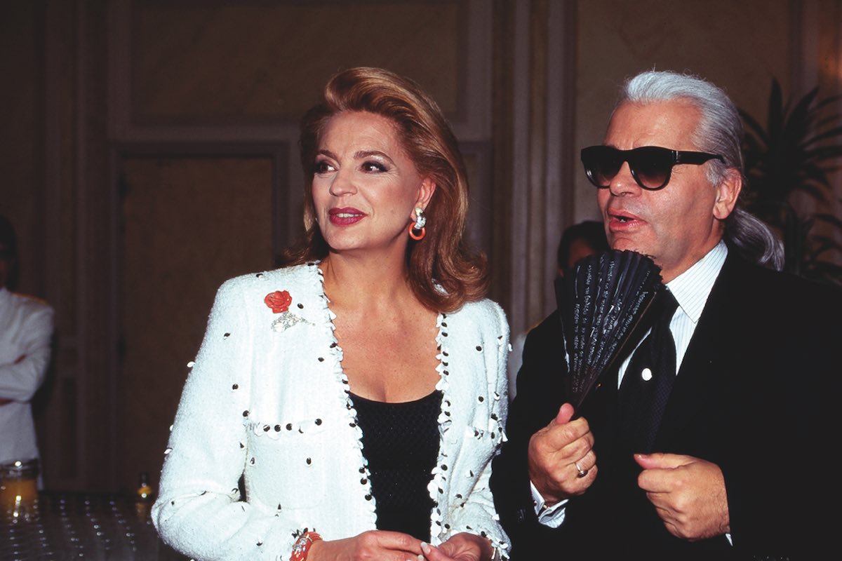 Princess Ira von Fuerstenberg with fashion designer Karl Lagerfeld, Germany 1995.