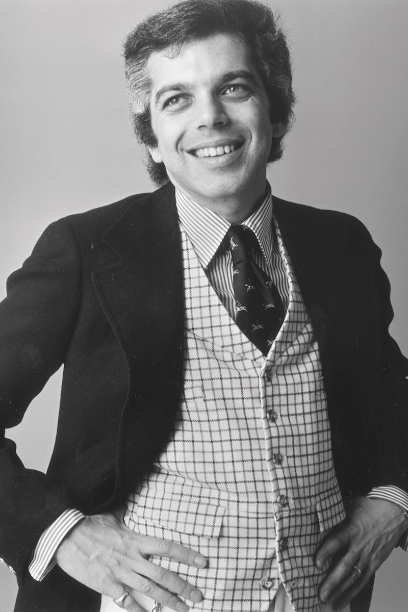 Portrait of Ralph Lauren wearing a checkered vest and striped shirt. (Photo by Jack Robinson/Hulton Archive/Getty Images)