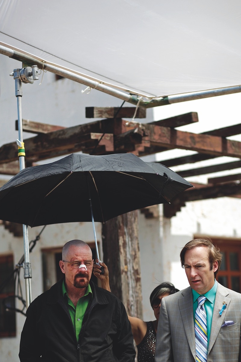 Waiting to begin filming with Bryan Cranston in Breaking Bad.