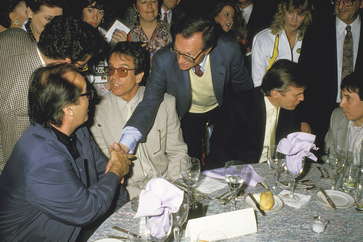 Saying hello to Jack Nicholson at the Tyson vs Spinks fight in 1988 (Photo by Ron Galella/Ron Galella Collection via Getty Images)