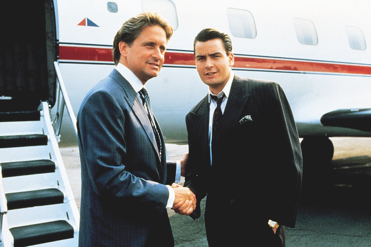 Michael Douglas and Charlie Sheen, 1987