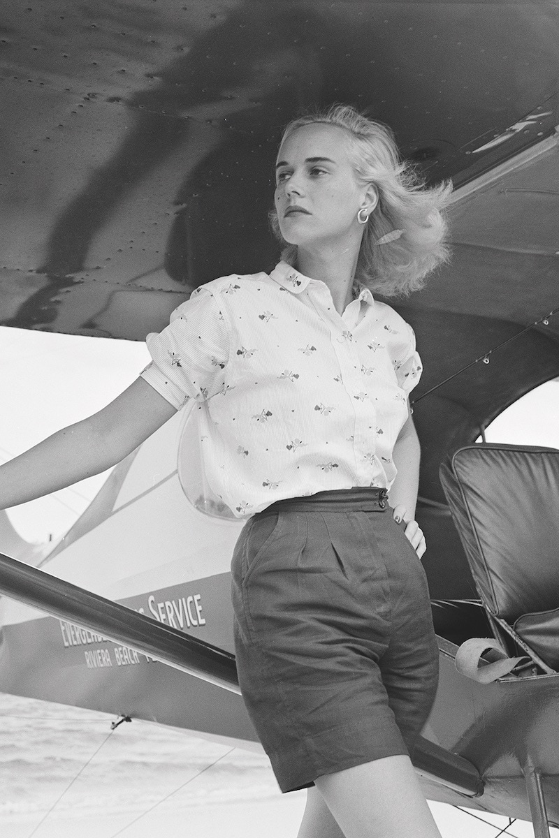 Patsy Pulitzer leans against a seaplane belonging to the Everglades Flying Service, 1955 (Photo by Slim Aarons/Hulton Archive/Getty Images)