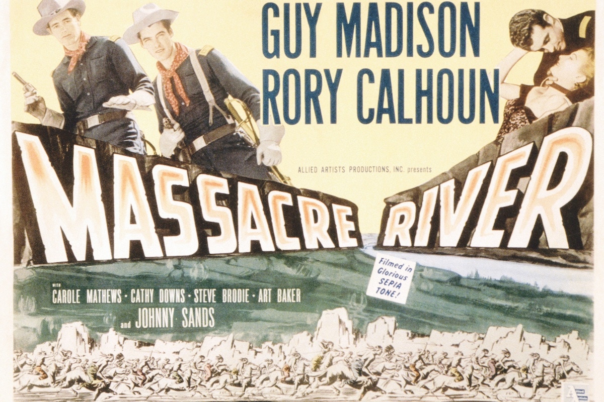 Massacre River movie poster, 1949 (Photo by LMPC via Getty Images)