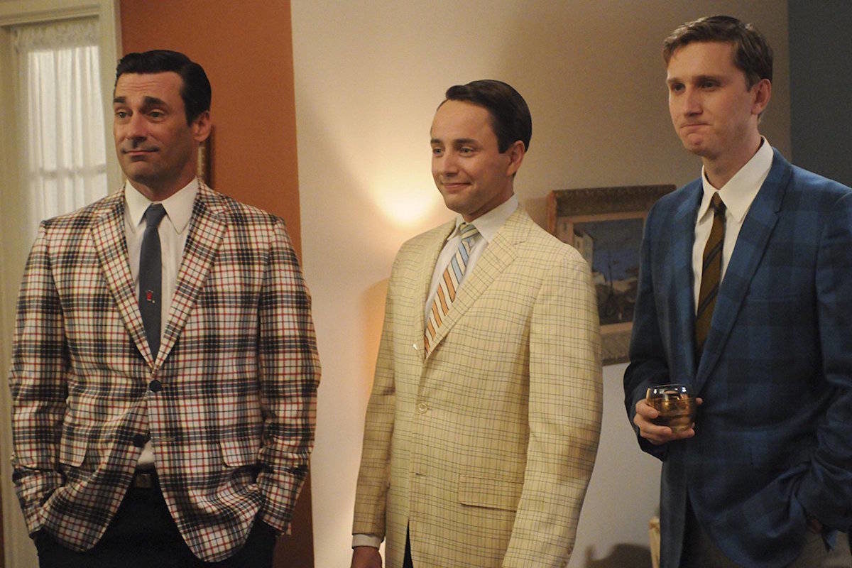 Mad Men characters Don Draper, Pete Campbell and Ken Cosgrove rock bold checks in Season 5 of the hit series set in 1960s New York.