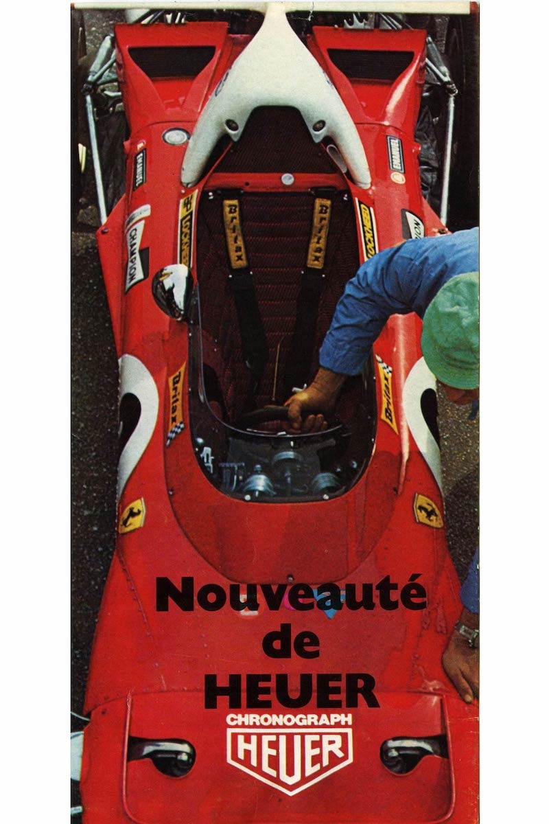 Ferrari race car with Heuer logo, circa 1972.