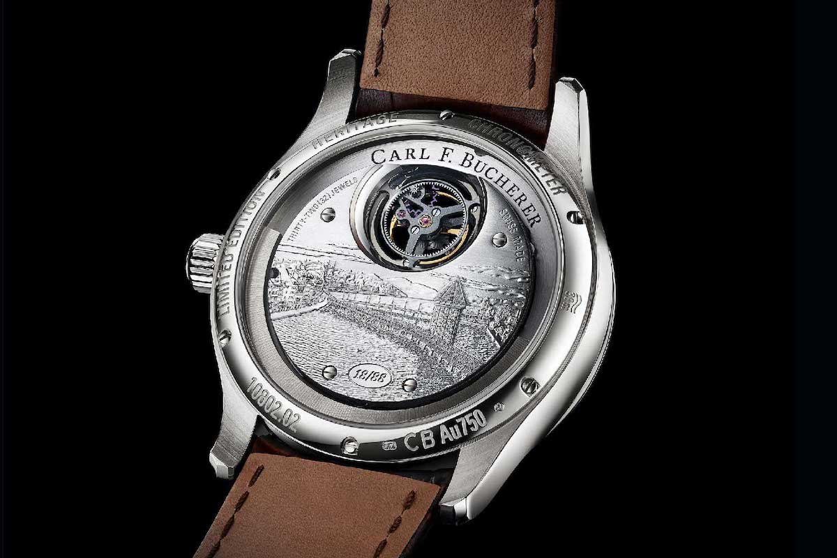 The caseback has an elaborate engraving of a city view of Lucerne, an ode to Carl F. Bucherer’s hometown.