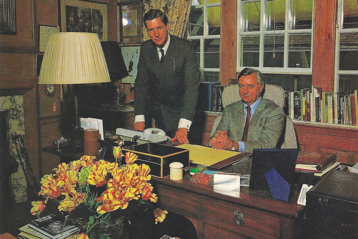 Birley with Nick Chamberlin, the father of The Rake’s Editor, in his London office, 1988