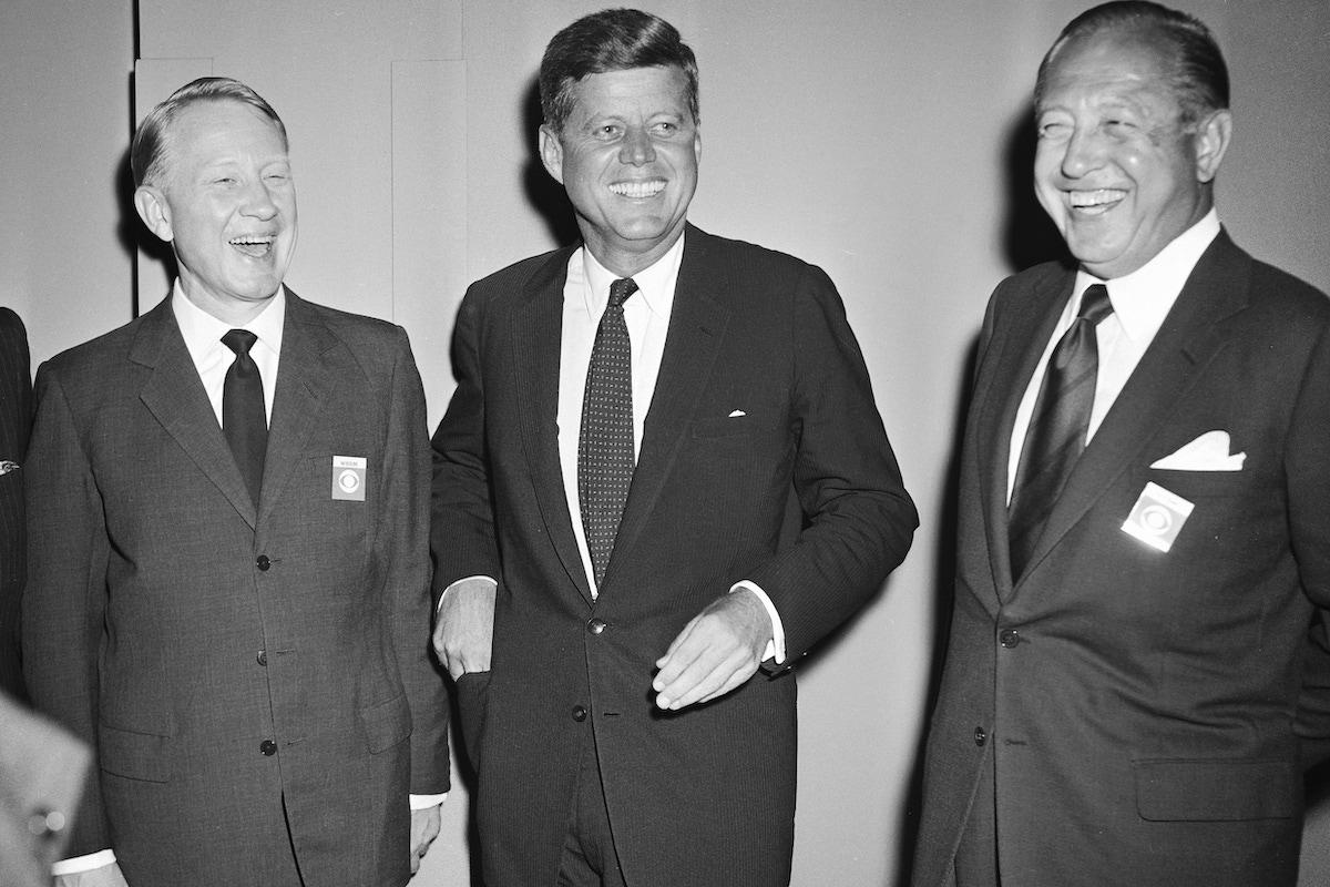 Paley, (right) with Frank Stanton and John F. Kennedy at the first televised presidential debate between Kennedy and Richard Nixon, hosted by C.B.S., in 1960 (Photo by CBS via Getty Images)