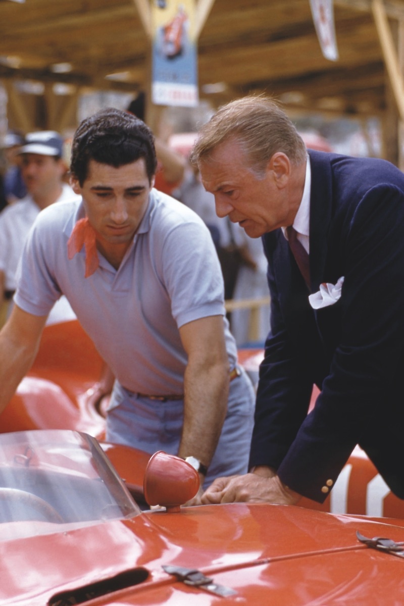 Alfonso de Portago talking with the actor Gary Cooper before the Cuban Grand Prix in Havana, 1957 (Photo courtesy of Getty Images)