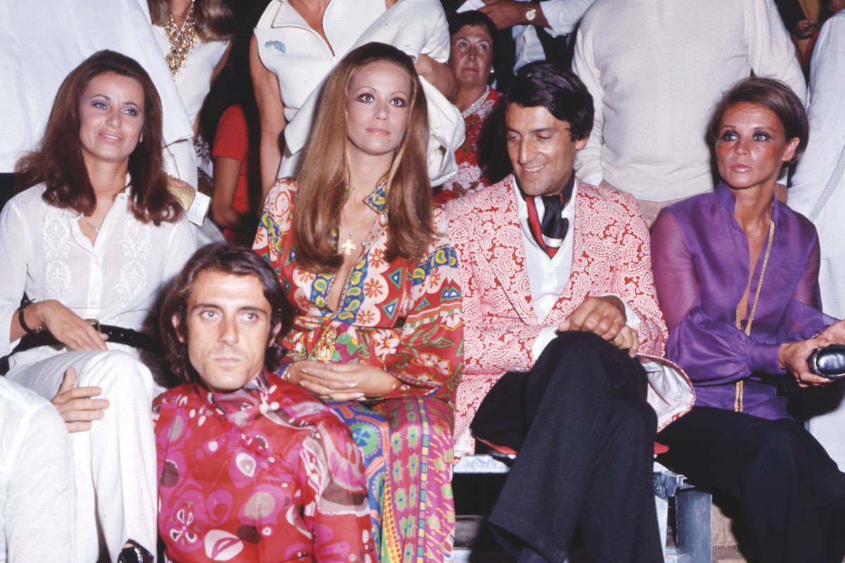 Gigi Rizzi with French actress Claudine Auger and designer Nino Cerruti, circa 1970 (Photo via Rex)