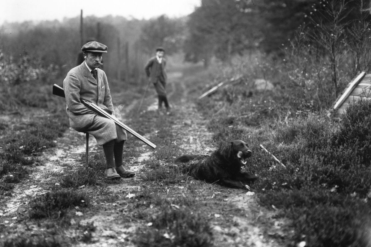 The Earl of Crewe shooting pheasant with his dog and two companions, 1910 (Photo by Hulton Archive/Getty Images)
