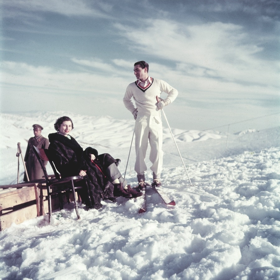 The Shah with his second wife, Soraya Esfandiary-Bakhtiari, on a skiing trip in Iran, 1952 Photo by Dmitri Kessel/The LIFE Picture Collection/Getty Images)