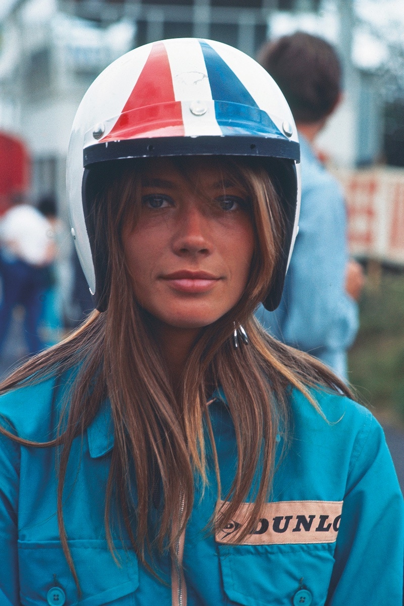 A portrait of Hardy in driving suit and helmet in Grand Prix, 1966. (Photo by Francois Gragnon/Paris Match via Getty Images)