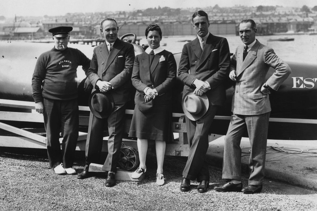 Carstairs with her race team in front of her boat Estelle, 1928 (Photo by E. Bacon/Topical Press Agency/Getty Images)