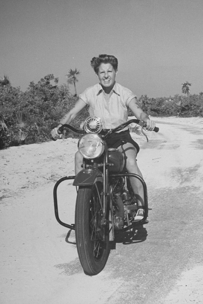 Riding her motorcycle in 1941 (Photo by David E. Scherman/The LIFE Picture Collection/Getty Images)