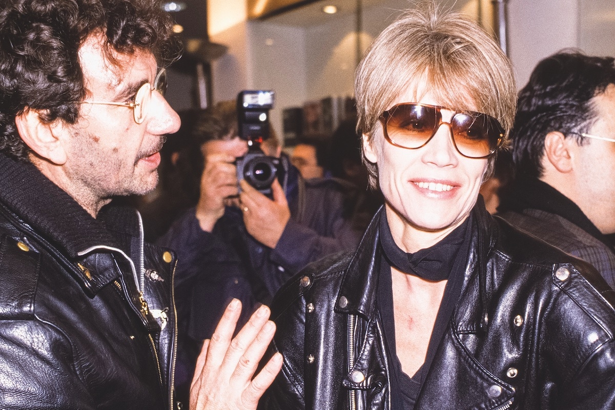 With the singer Richard Gotainer at a party in Paris in 1988 (Photo by ARNAL/Gamma-Rapho via Getty Images)