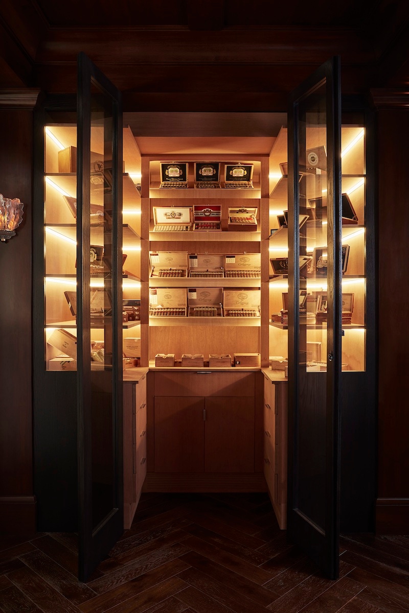 The humidor in the Cigar and Whiskey Bar